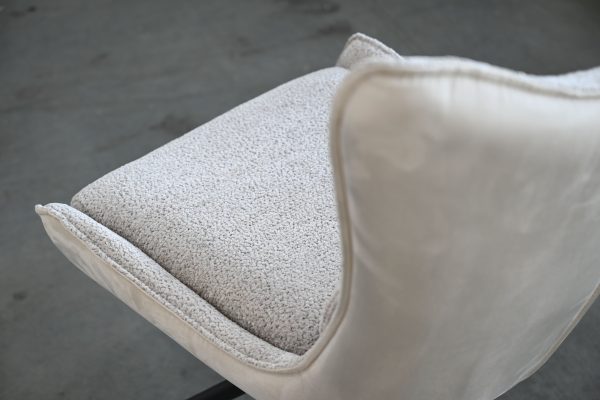 AMALFI Sandstone Fabric Swivel Dining Chair Black Steel 5 2