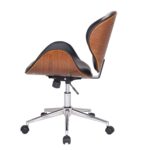 Modern Walnut Black Adjustable Faux Leather Office Chair with Wheels
