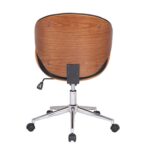 Modern Walnut Black Adjustable Faux Leather Office Chair with Wheels