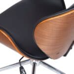 Modern Walnut Black Adjustable Faux Leather Office Chair with Wheels