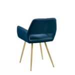 Modern Blue Velvet Dining Chairs with Gold Metal Legs (Set of 2)