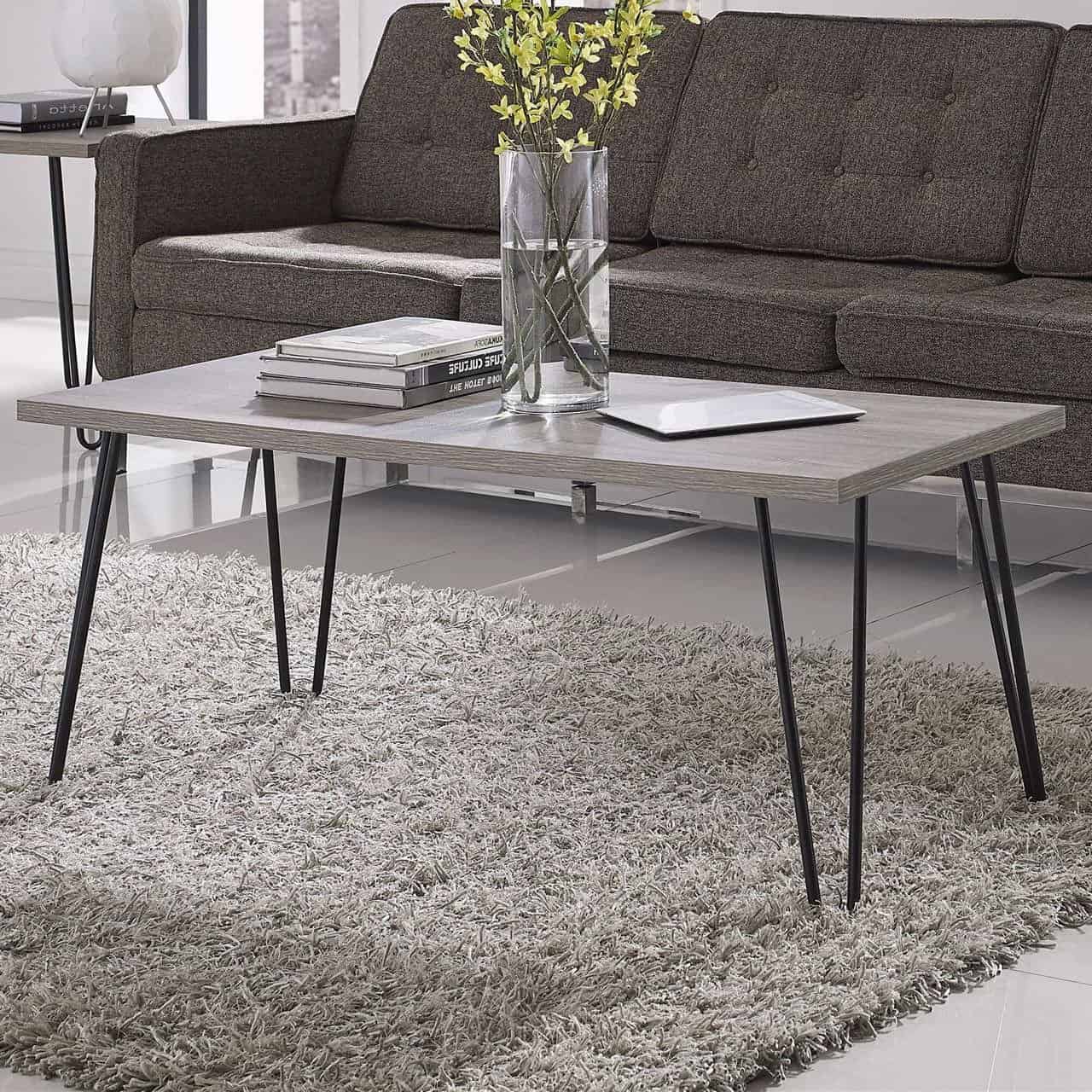 Retro Coffee Table with Oak Wood Top and Hairpin Legs 2 Retro Coffee Table with Oak Wood Top and Hairpin Legs - Image 2