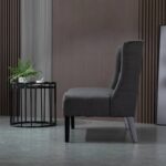 Scandinavian Gray Linen Tufted 2 Seater Loveseat with Wooden Legs