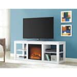 Modern White Electric Fireplace TV Stand with Storage Shelves 6 Modern White Electric Fireplace TV Stand with Storage Shelves