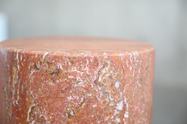 APOTHECARY Tall Red Travertine Marble Glued End Table 1