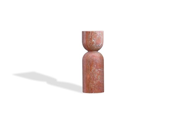 APOTHECARY Tall Red Travertine Marble Glued End Table