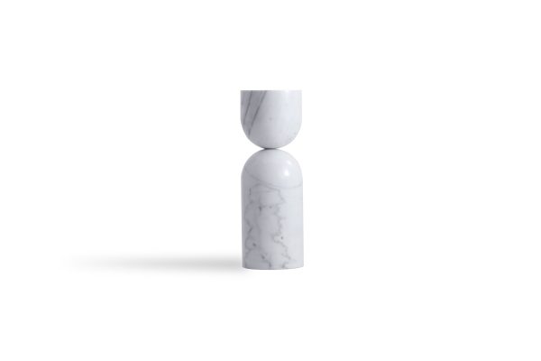 APOTHECARY Tall White Marble End Table