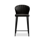 ARIEL Black Leather Counter Stool Black Powder Coated Steel 7 ARIEL Black Leather Counter Stool Black Powder Coated Steel