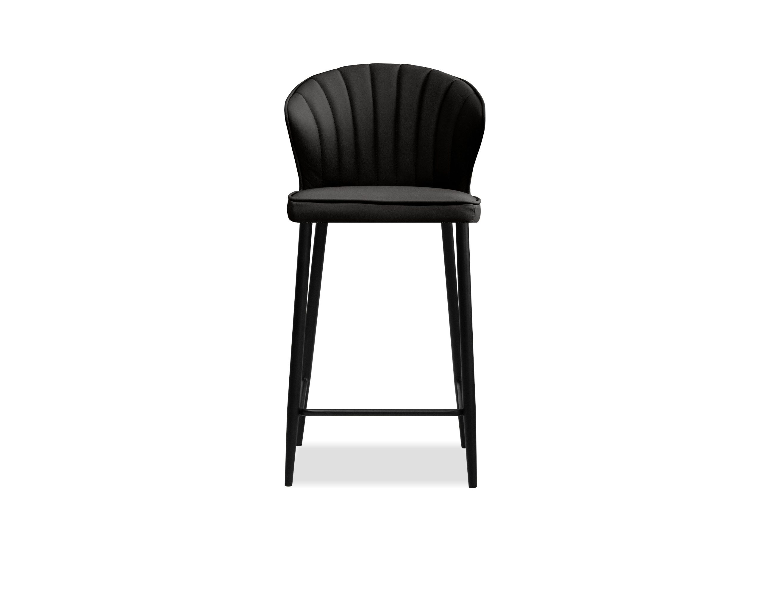 ARIEL Black Leather Counter Stool Black Powder Coated Steel 2 ARIEL Black Leather Counter Stool Black Powder Coated Steel - Image 2