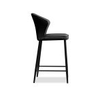 ARIEL Black Leather Counter Stool Black Powder Coated Steel 8 ARIEL Black Leather Counter Stool Black Powder Coated Steel