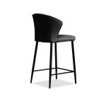 ARIEL Black Leather Counter Stool Black Powder Coated Steel 9 ARIEL Black Leather Counter Stool Black Powder Coated Steel