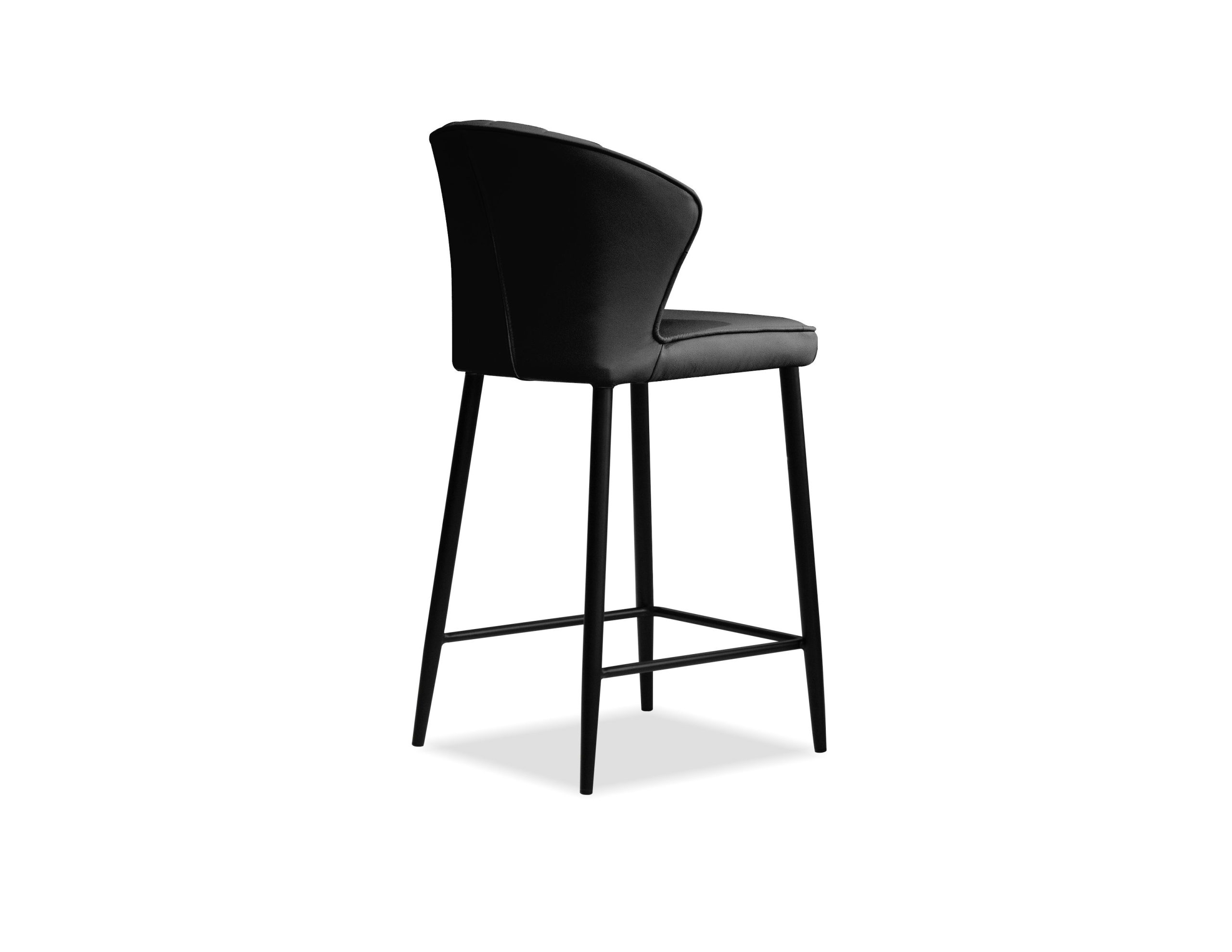 ARIEL Black Leather Counter Stool Black Powder Coated Steel 4 ARIEL Black Leather Counter Stool Black Powder Coated Steel - Image 4