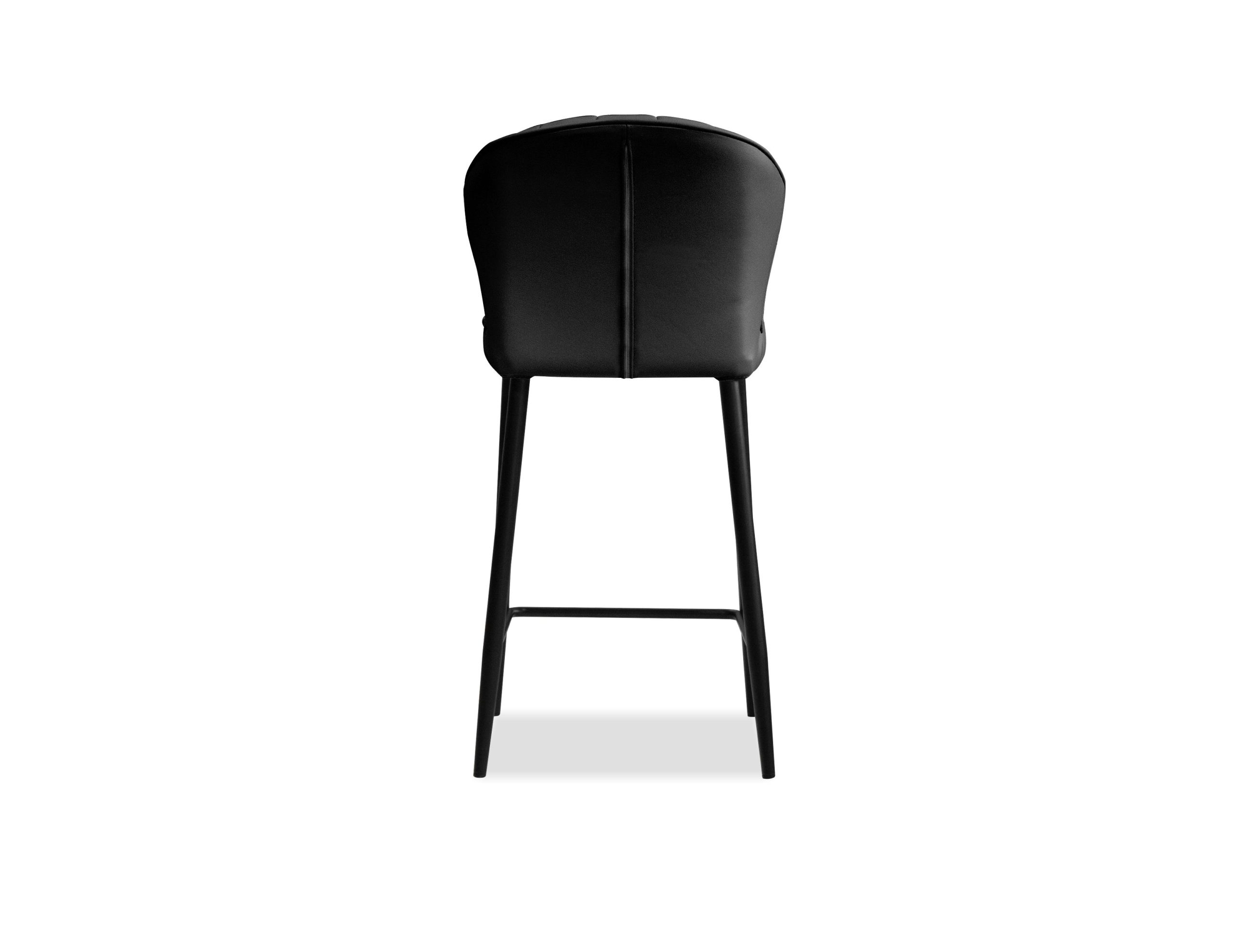 ARIEL Black Leather Counter Stool Black Powder Coated Steel 5 ARIEL Black Leather Counter Stool Black Powder Coated Steel - Image 5