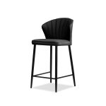 ARIEL Black Leather Counter Stool Black Powder Coated Steel 6 ARIEL Black Leather Counter Stool Black Powder Coated Steel