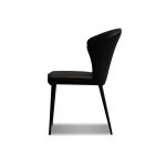 ARIEL Black Leather Dining Chair Black Steel Base 8 ARIEL Black Leather Dining Chair Black Steel Base