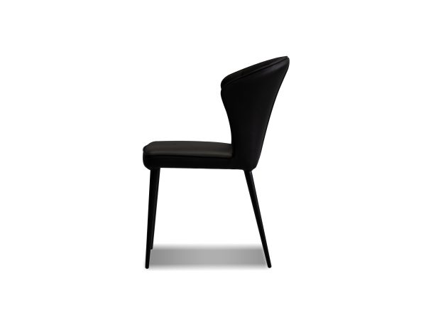 ARIEL Black Leather Dining Chair Black Steel Base 1 2