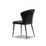 ARIEL Black Leather Dining Chair Black Steel Base 9 ARIEL Black Leather Dining Chair Black Steel Base