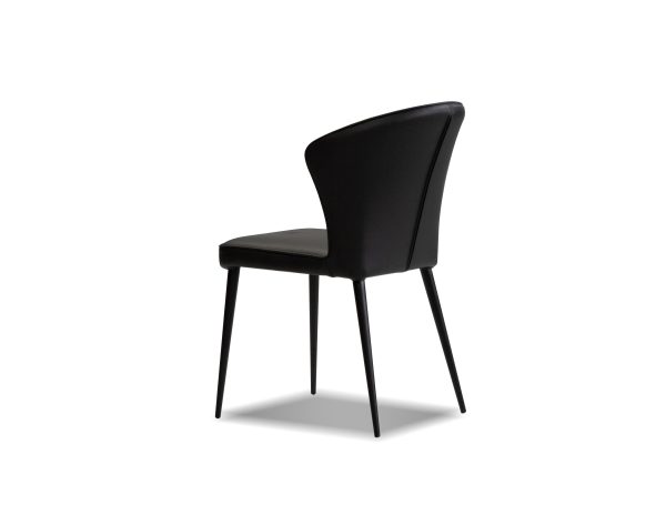 ARIEL Black Leather Dining Chair Black Steel Base 2 2