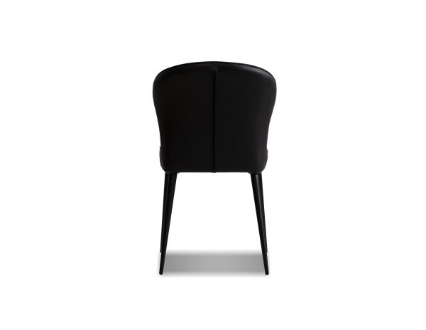 ARIEL Black Leather Dining Chair Black Steel Base 3 2
