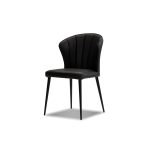 ARIEL Black Leather Dining Chair Black Steel Base 7 ARIEL Black Leather Dining Chair Black Steel Base