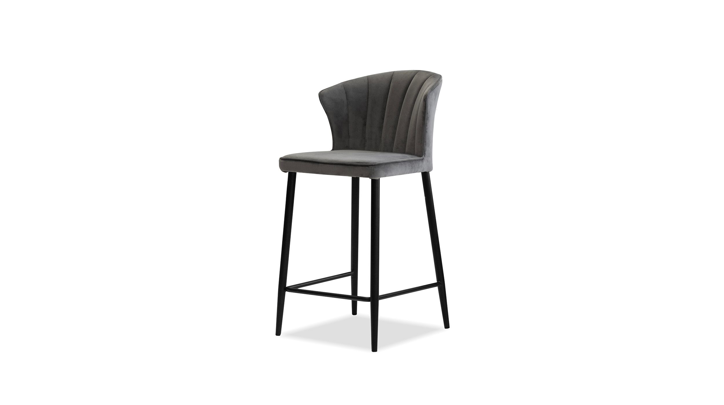 ARIEL Graphite Velvet Black Counter Stool 1 ARIEL Graphite Velvet Black Counter Stool