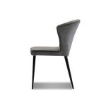 ARIEL Graphite Velvet Dining Chair, Black Powder Coated Steel