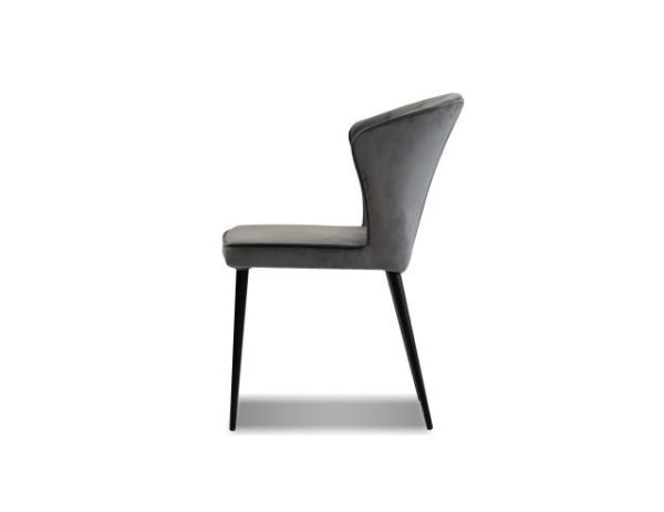 ARIEL Graphite Velvet Dining Chair Black Powder Coated Steel 1 2