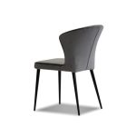 ARIEL Graphite Velvet Dining Chair, Black Powder Coated Steel
