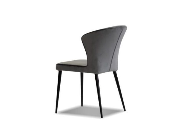 ARIEL Graphite Velvet Dining Chair Black Powder Coated Steel 2 2