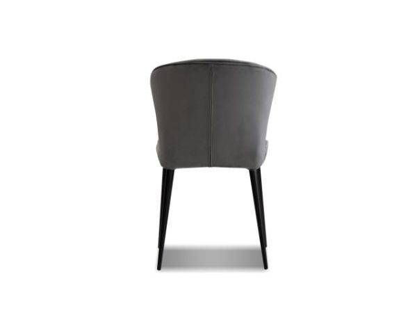 ARIEL Graphite Velvet Dining Chair Black Powder Coated Steel 3 2