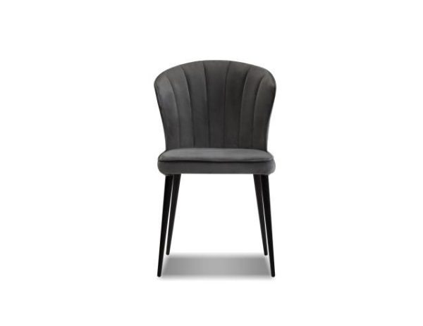 ARIEL Graphite Velvet Dining Chair Black Powder Coated Steel 4 2