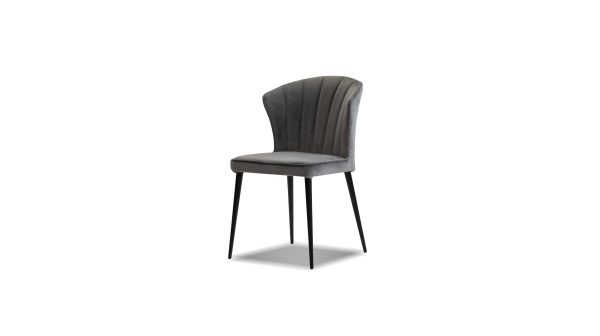 ARIEL Graphite Velvet Dining Chair Black Powder Coated Steel 6