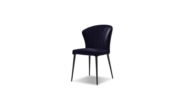 ARIEL Navy Velvet Black Powder Coated Dining Chair 2