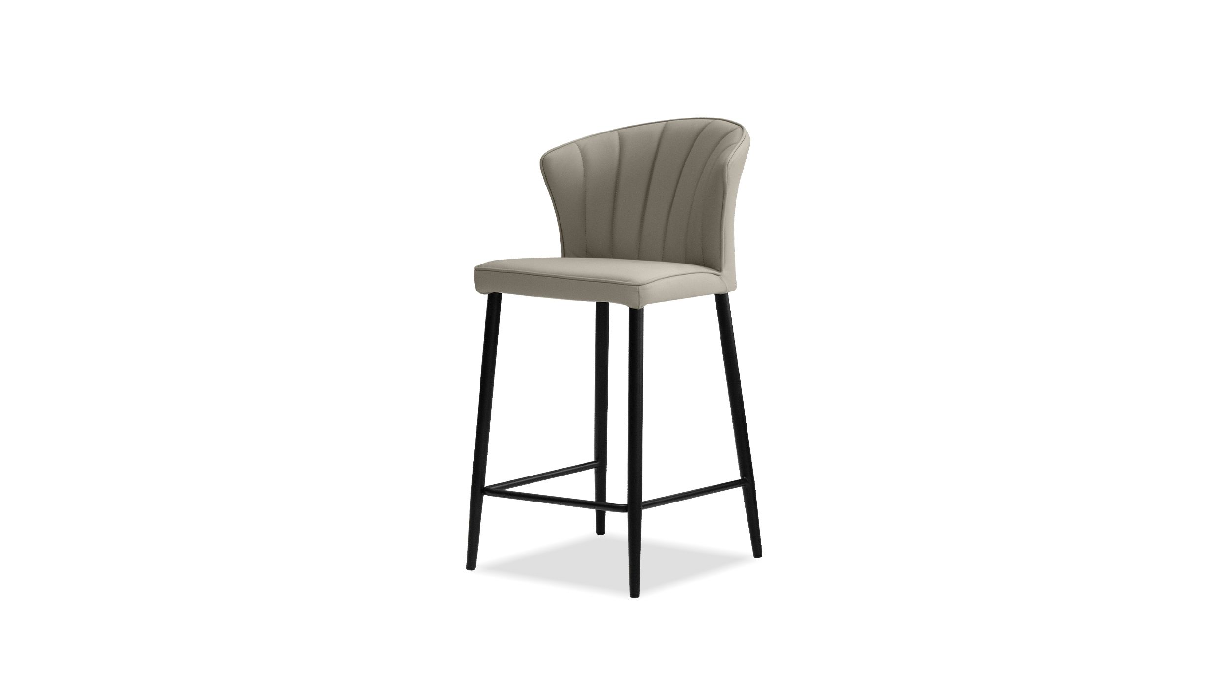 ARIEL Pewter Leather Counter Stool Black Steel Base 1 ARIEL Pewter Leather Counter Stool Black Steel Base