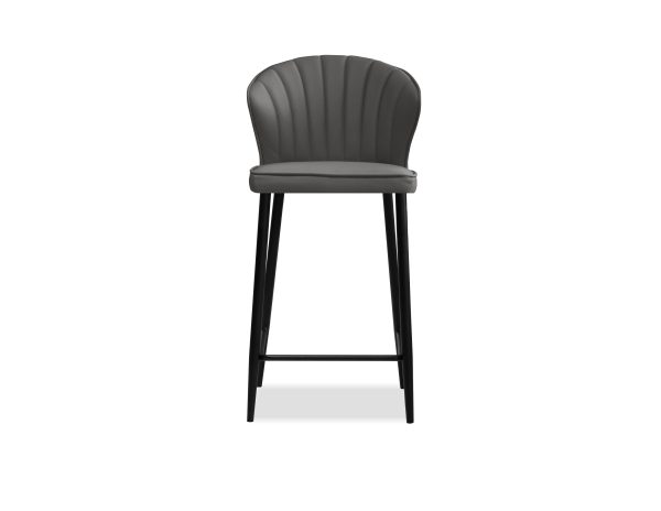 ARIEL Smoke Leather Black Counter Stool 1 2