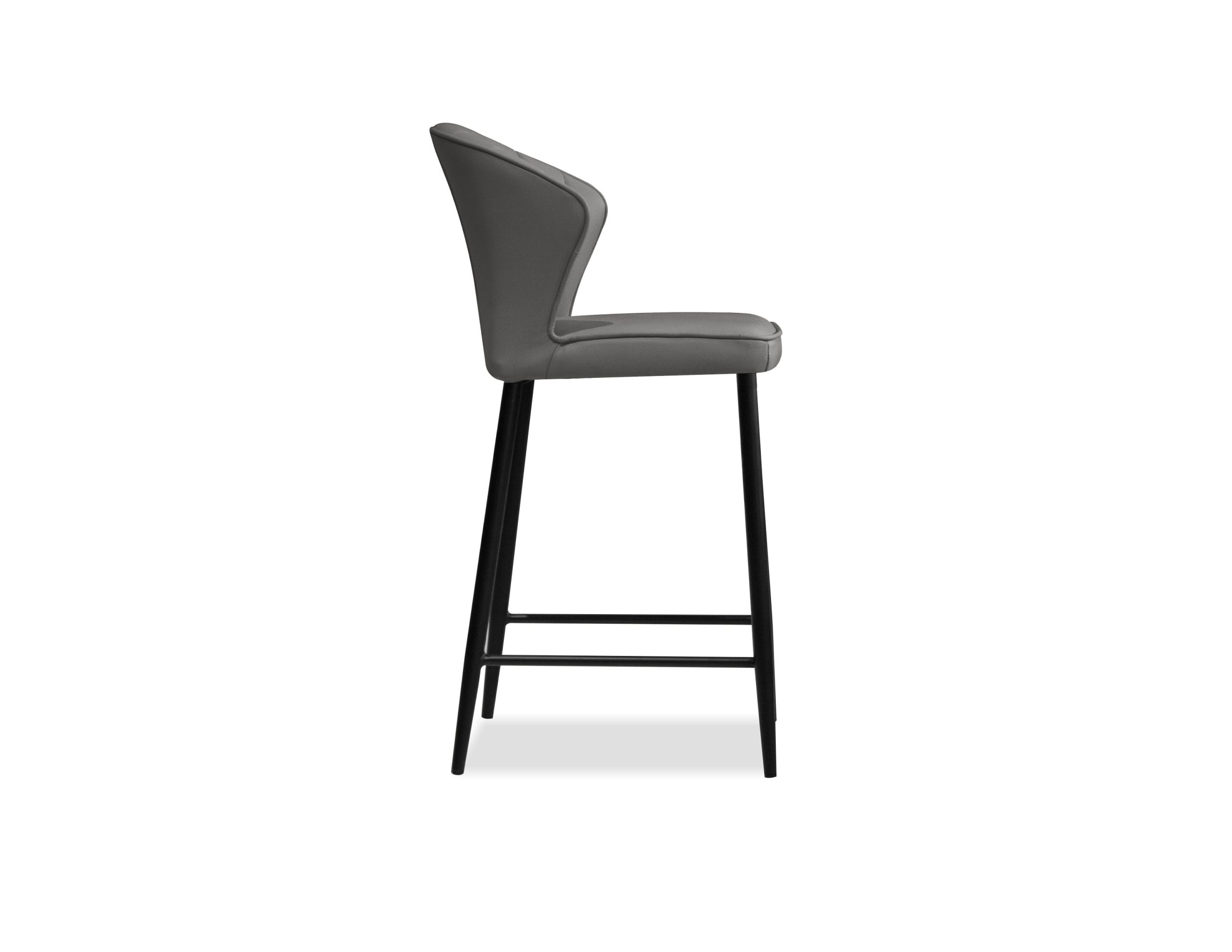 ARIEL Smoke Leather Black Counter Stool 3 ARIEL Smoke Leather Black Counter Stool - Image 3