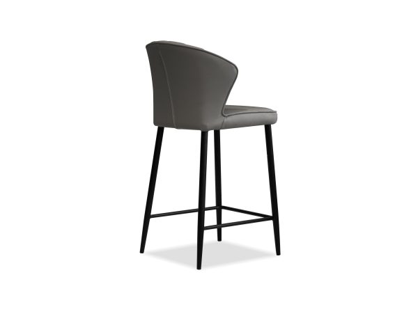 ARIEL Smoke Leather Black Counter Stool 3 2