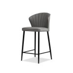 ARIEL Smoke Leather Black Counter Stool 6 ARIEL Smoke Leather Black Counter Stool