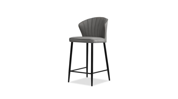 ARIEL Smoke Leather Black Counter Stool 6