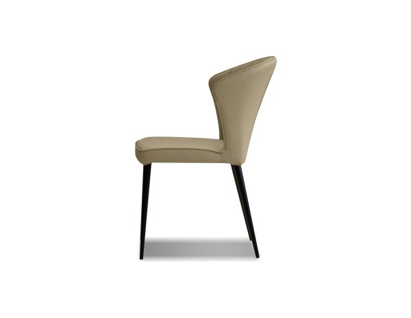 ARIEL Wheat Leather Black Steel Dining Chair 1 2