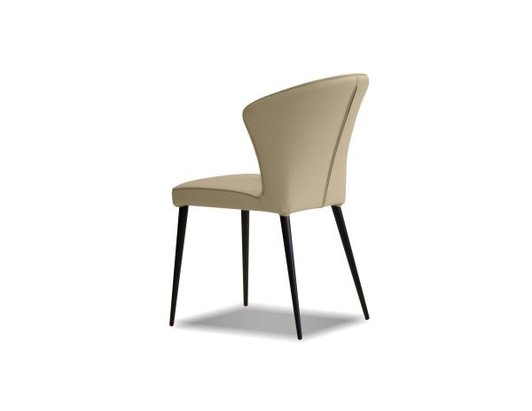 ARIEL Wheat Leather Black Steel Dining Chair 2 2