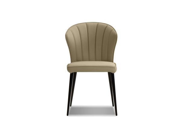 ARIEL Wheat Leather Black Steel Dining Chair 4 2