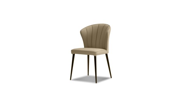 ARIEL Wheat Leather Black Steel Dining Chair 6