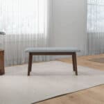 Grey Fabric Upholstered Solid Wood Bench with Removable Legs 36 Inch