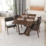 Brown Solid Wood Mid-Century Modern Dining Table for Small Spaces 14 Brown Solid Wood Mid-Century Modern Dining Table for Small Spaces