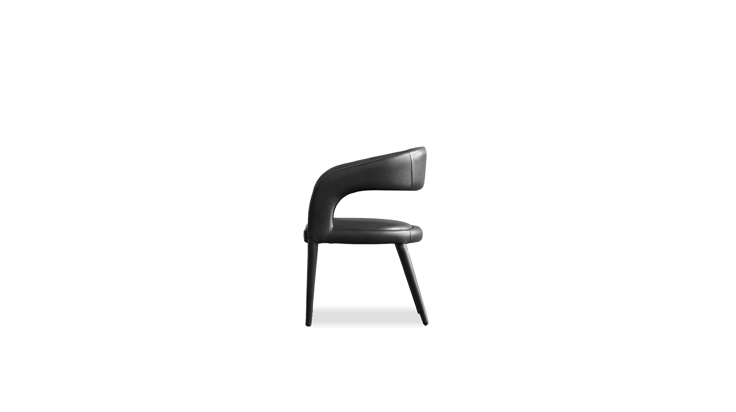 AVALON Black Leather Dining Armchair with Metal Frame 3 AVALON Black Leather Dining Armchair with Metal Frame - Image 3