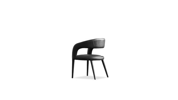 AVALON Black Leather Dining Armchair with Metal Frame 3 2