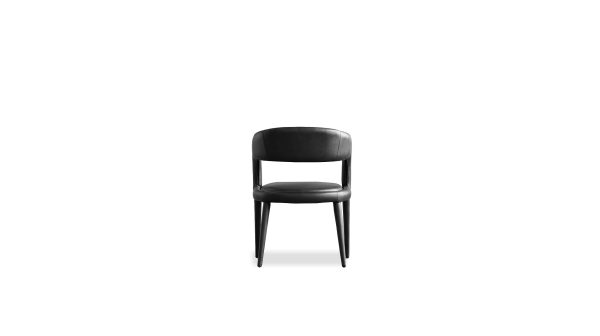 AVALON Black Leather Dining Armchair with Metal Frame 4 2