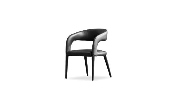 AVALON Black Leather Dining Armchair with Metal Frame 7