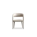 AVALON Taupe Leather Dining Armchair with Metal